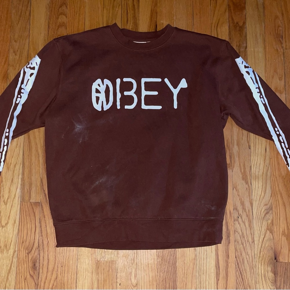 Obey Men's Chocolate Brown Crewneck Sweater